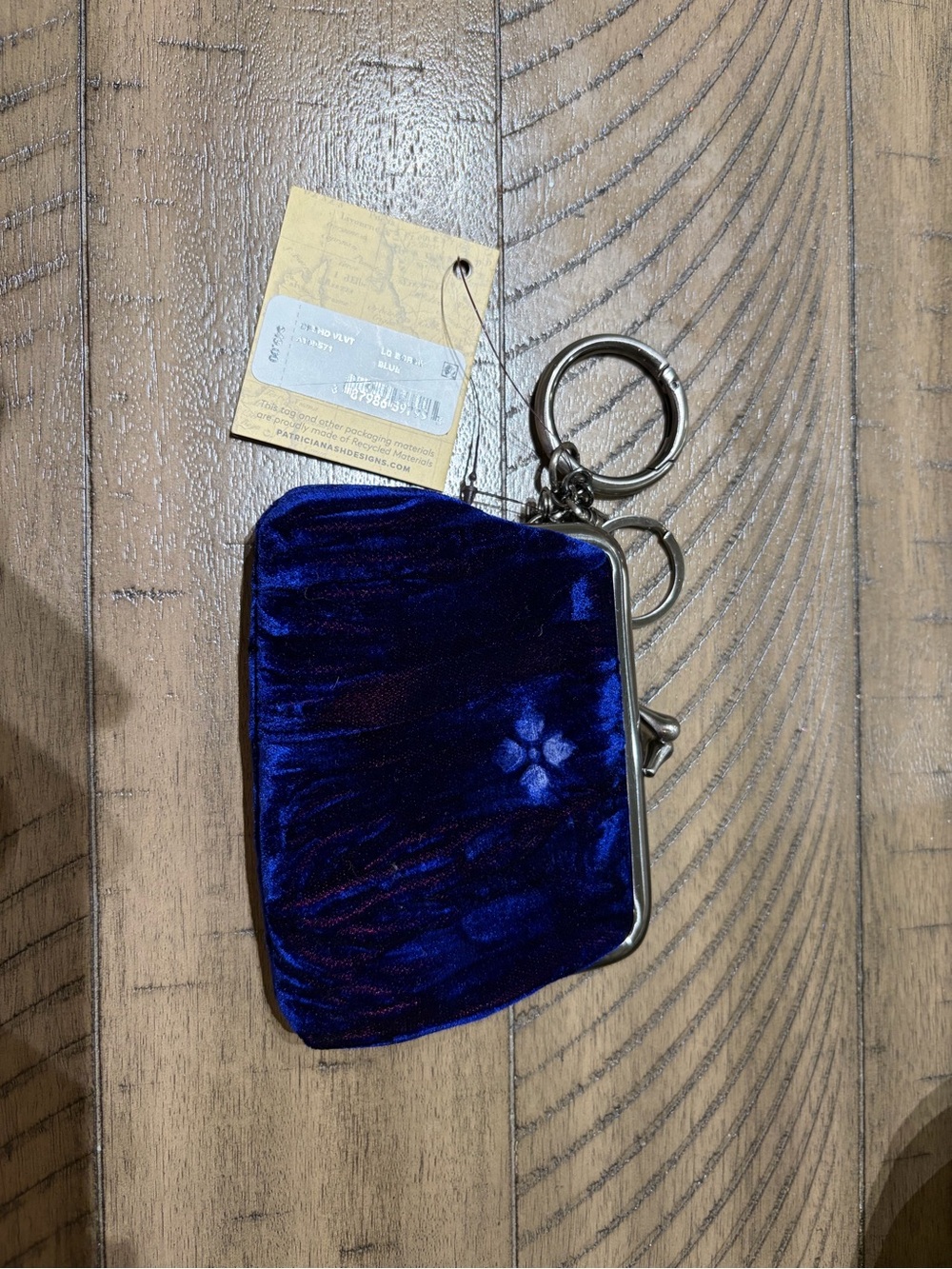 Patricia Nash Deep Blue Velvet Key & Coin Pouch